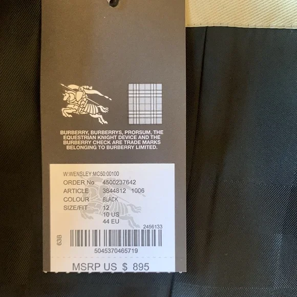 Burberry Wool and Cashmere Peacoat. NWT. Size 10. Black - Picture 9 of 10